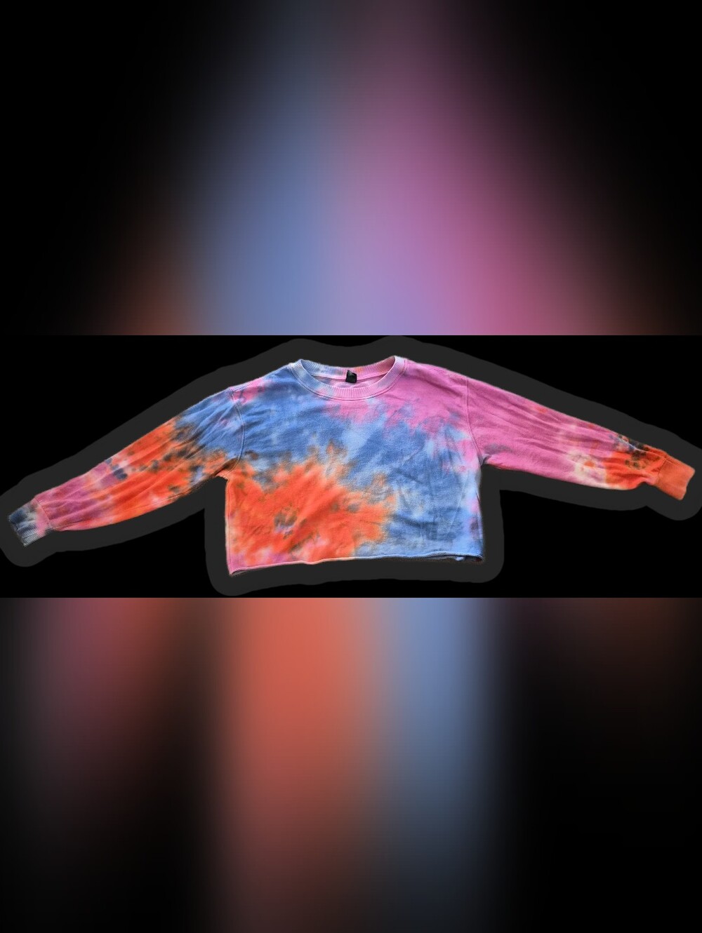 wild fable Tie-Dye Cropped Crewneck Sweatshirt - Pink Blue Orange